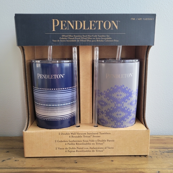 NEW Set of 2 Pendleton Patterned Stainless Steel Hot & Cold Tumbler 20 Oz - Picture 1 of 4